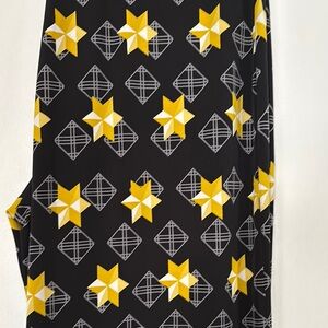 Alfani Wide Leg Pants Black with Yellow Star Geo Pattern